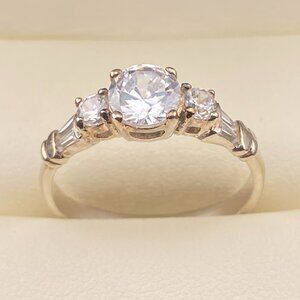 Vtg Royal 925 PD Crown Signed C Z Sterling Silver Ring Size 8 Luxury Engagement
